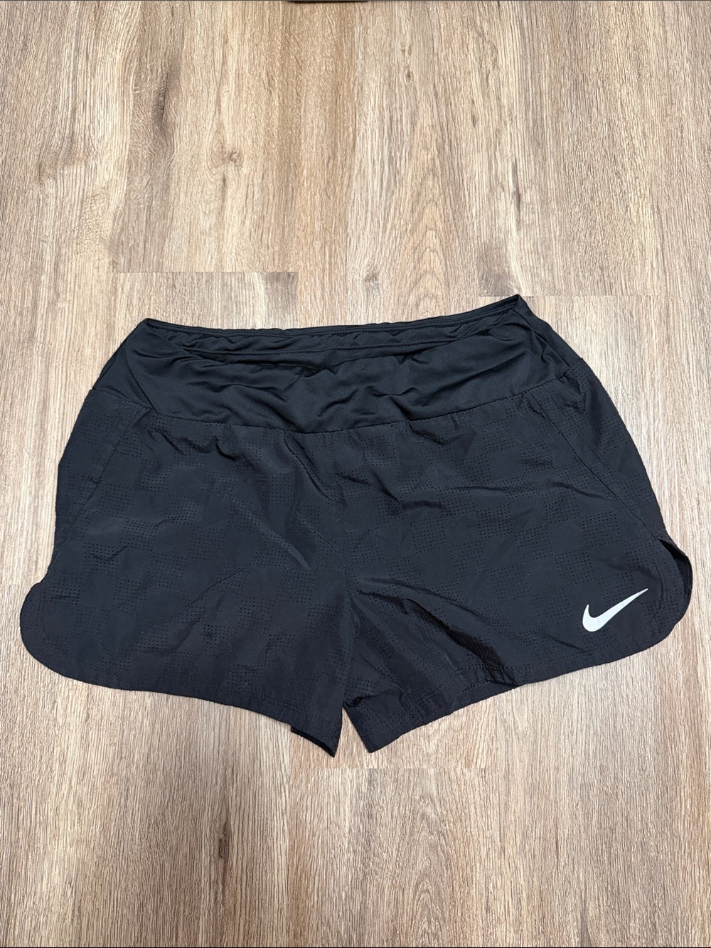 Nike Women's Black Athletic Running Shorts with White Swoosh